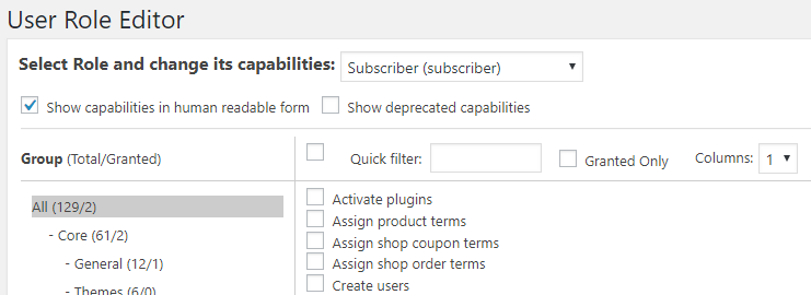 configure user roles editor plugin