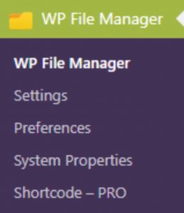 File Manager options and settings