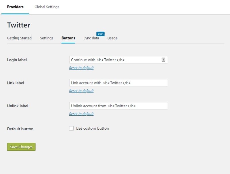 Nextend Social Login twitter buttons