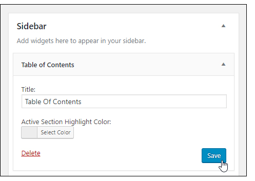TOC creation in Sidebar