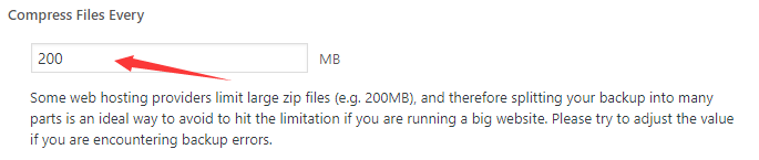 The size of each compressed file