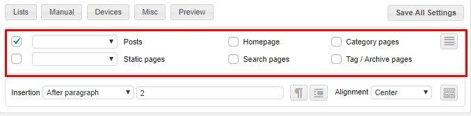 Select ads to inject in Content post