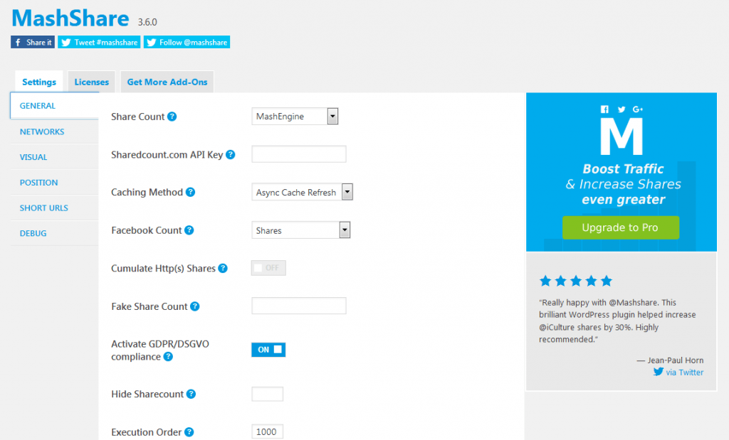 mashshare settings