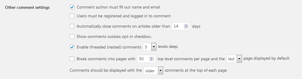 other comment settings