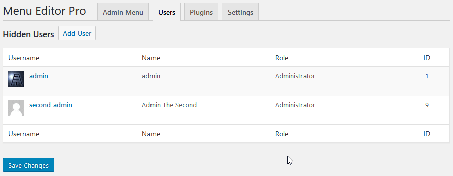 Hide menu from user roles