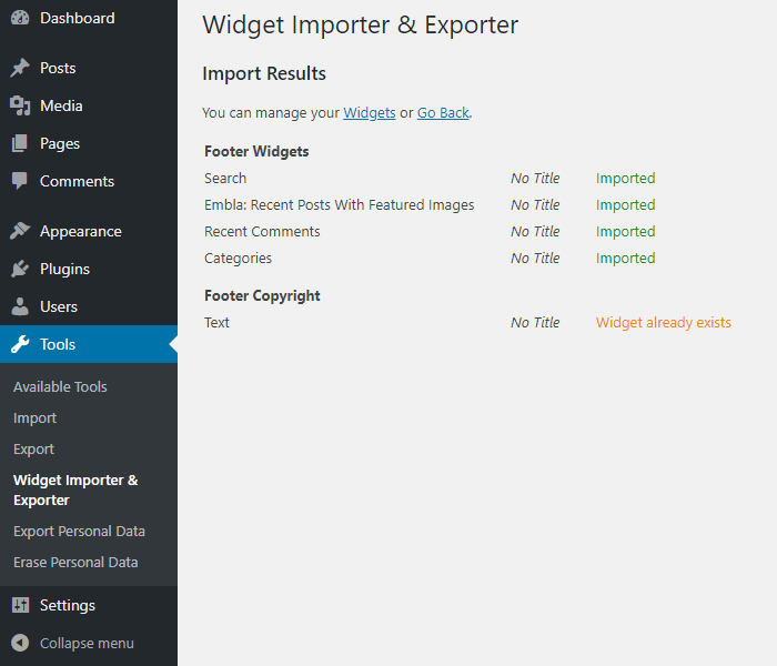 Import Widgets