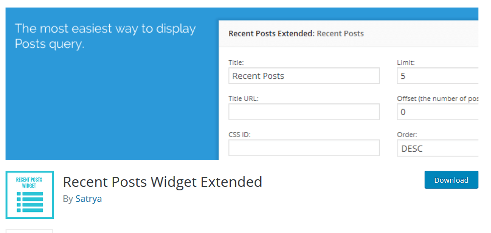 Recent Posts Widget Extended