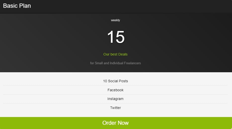 The first pricing table