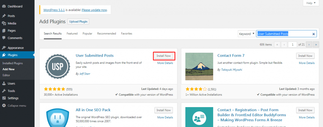 install User Submitted Posts plugin