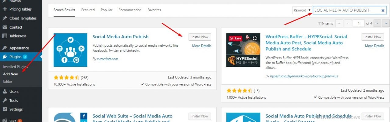 install social media auto post plugin