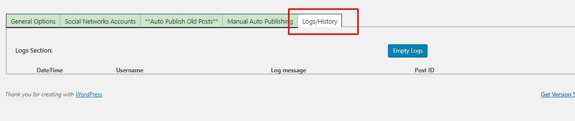 log and history option