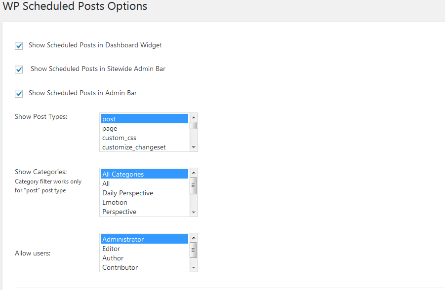 schedule posts options