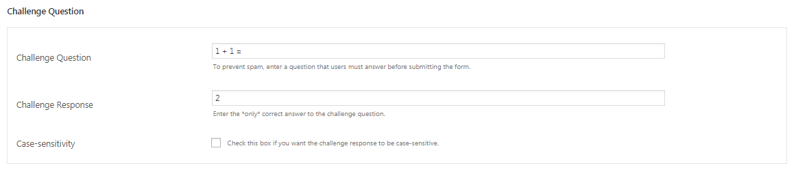 set the challenge question to lower the amount of spam submissions