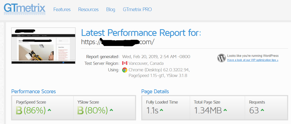 website speed test