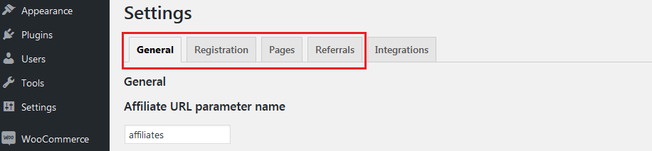 affiliate woocommerce light general settings