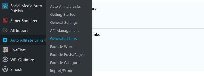 auto affiliate links menu