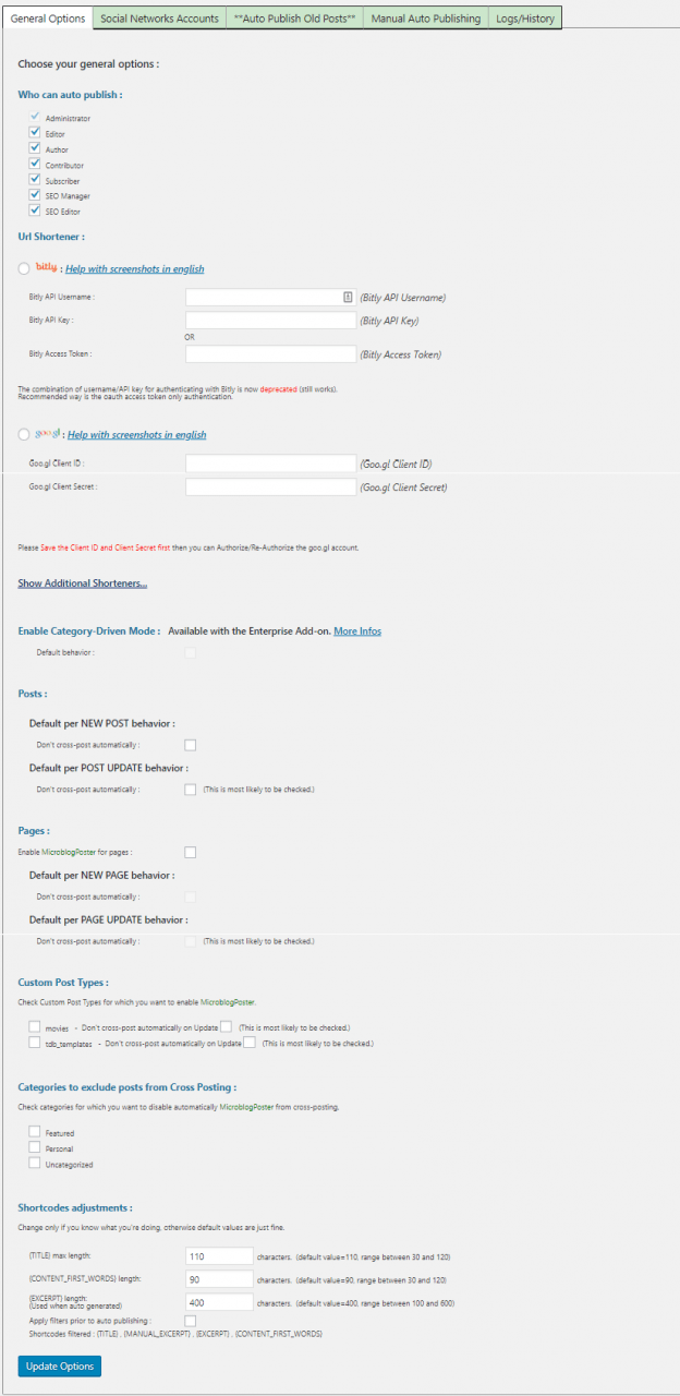 microblog autopost plugin general settings