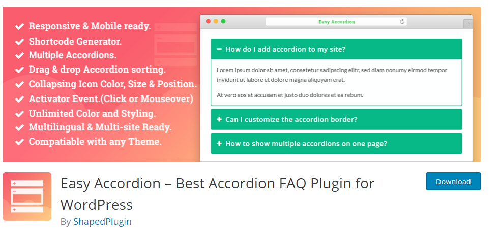 Easy Accordion FAQ Plugin For WordPress