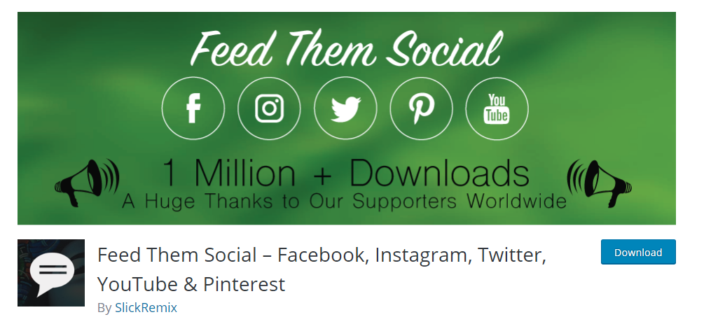 Feed Them Social FaceBook, Instagram, Twitter, YouTube and Pinterest plugin