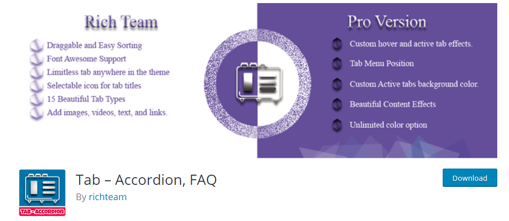 Tab Accordion FAQ plugin for wordpress