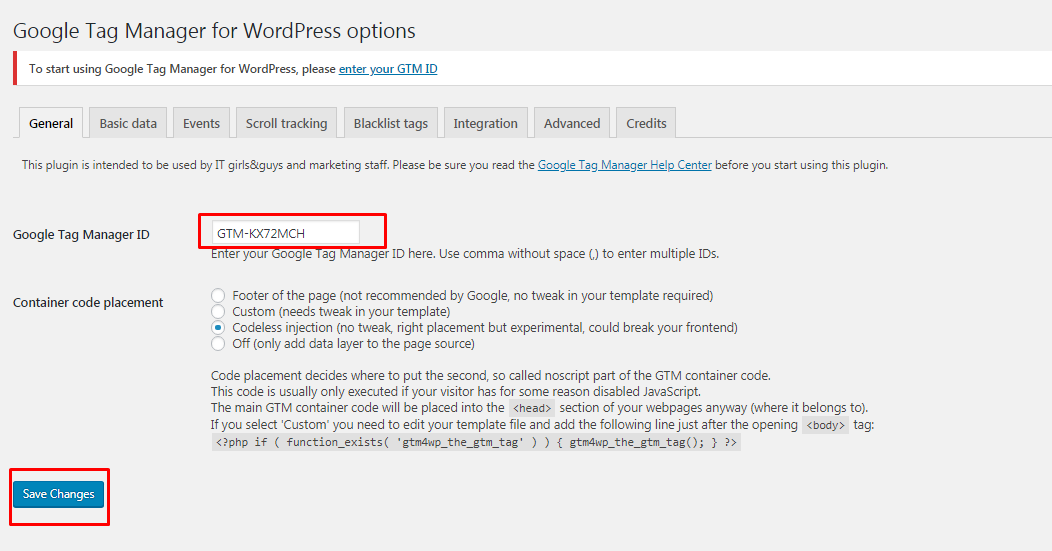 Configure and use google tag manager in wordpress