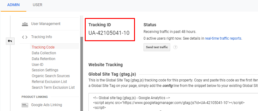 Get the tracking ID