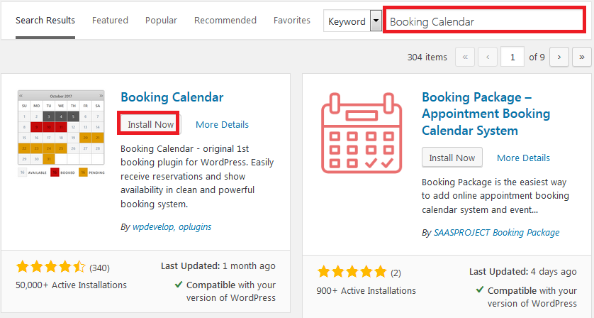 install booking calendar plugin