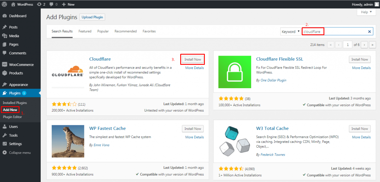 Install the official CloudFlare plugin
