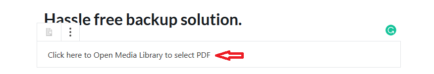 Select PDF from media library to post