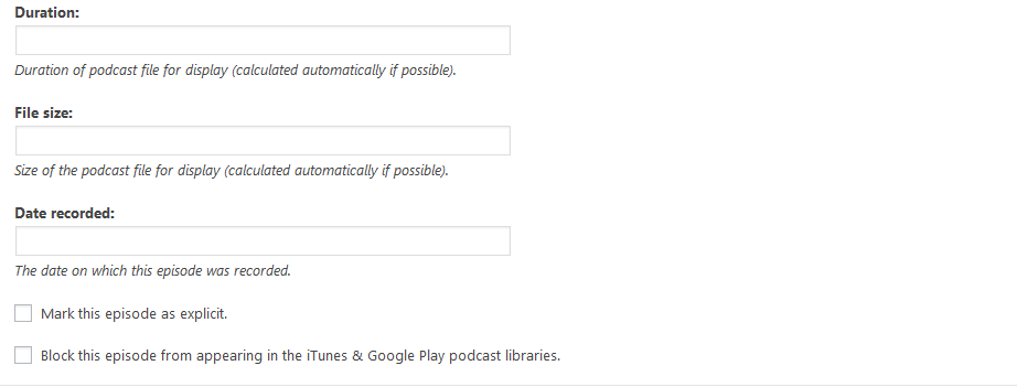 Podcasting settings hosting add more