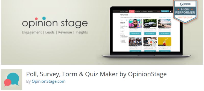 WordPress survey plugin by OpinionStage