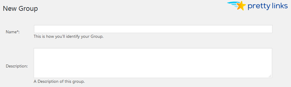 Prettylinks add group form