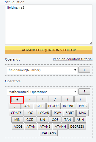 select the mathematical operation