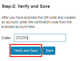 Verify and save code