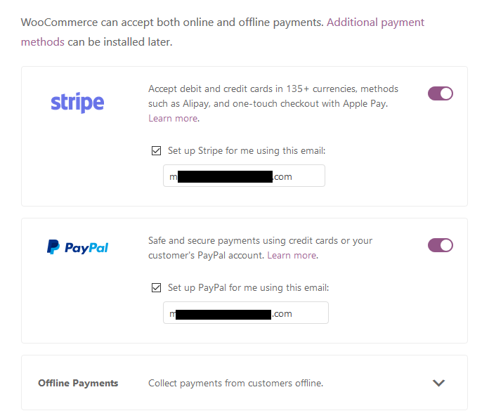 Setup WooCommerce payment methods