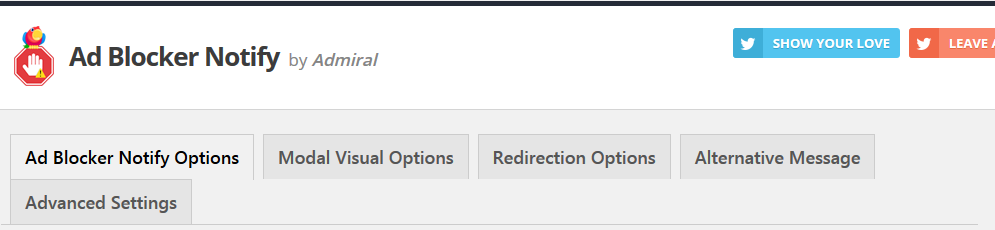 Ad Blocker Notify Lite plugin settings