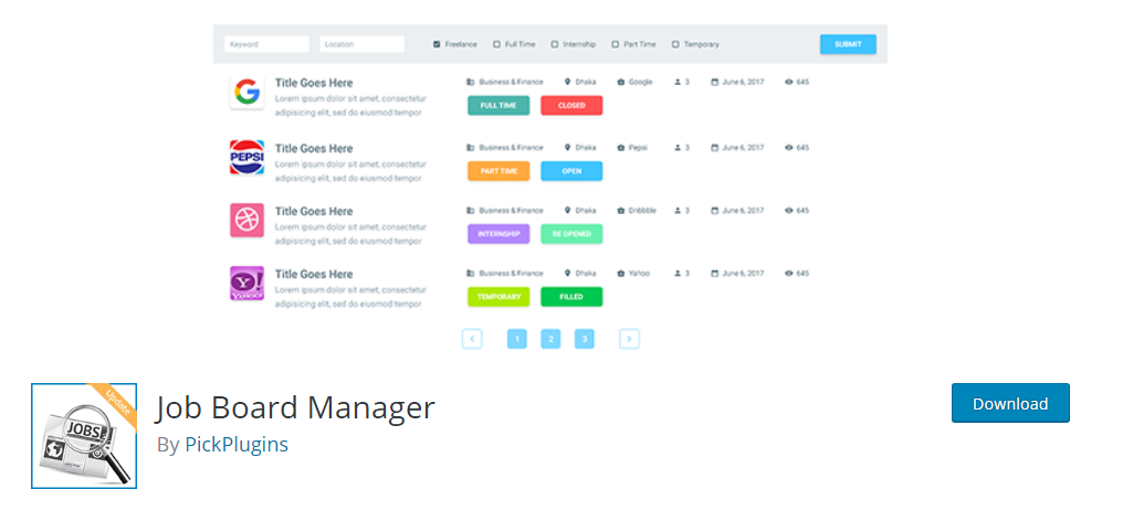 Job Board Manager plugin for wordpress
