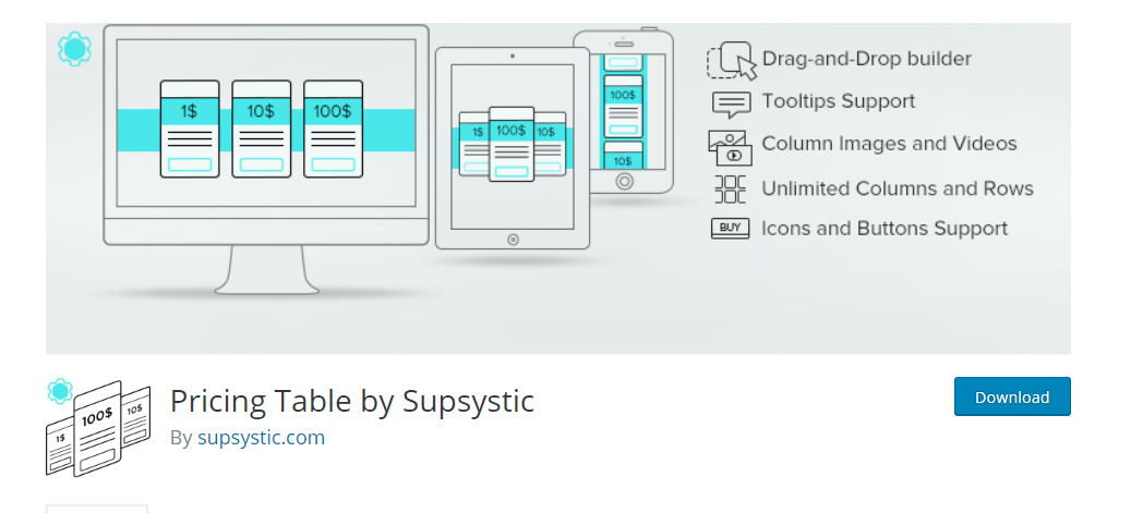 Pricing Tables plugin by Supsystic in wordpress