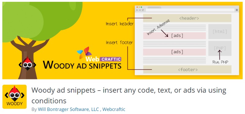 Woody Ad Snippets plugin in wordpress