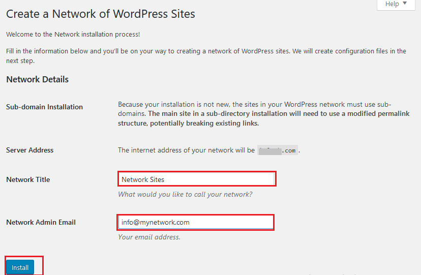 Create network of WordPress site