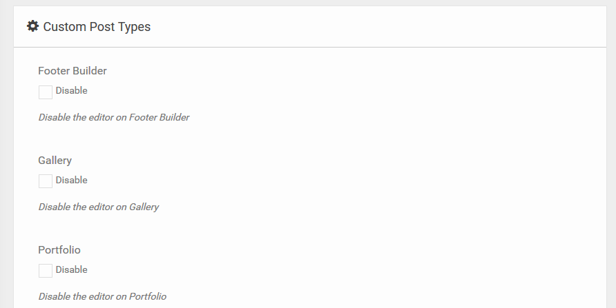 enable or disable gutenberg editor for custom post types