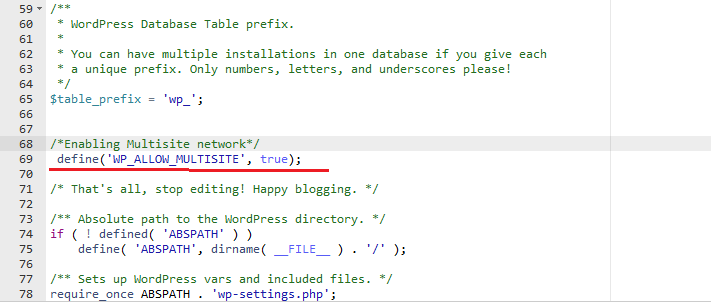 Enable WP Allow Multisite