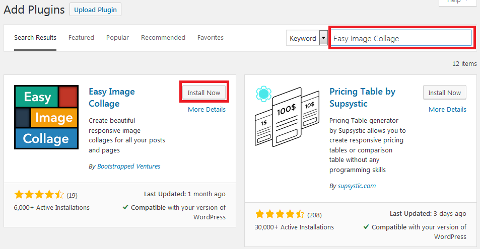 install easy image wordpress plugin