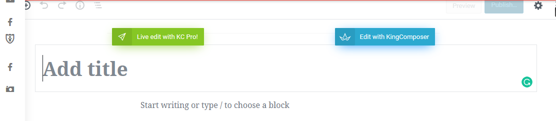 page before installing and activating the Gutenberg Manager WordPress plugin