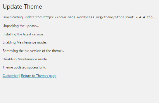 theme rollback succeeded
