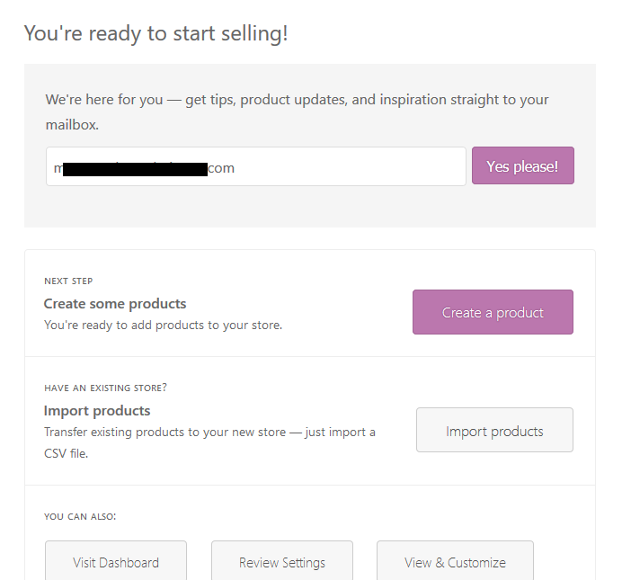 WooCommerce setup finish