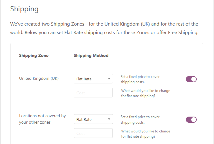 Setup WooCommerce shipping details