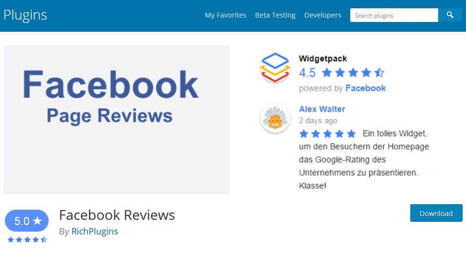 Facebook Reviews wordpress plugin