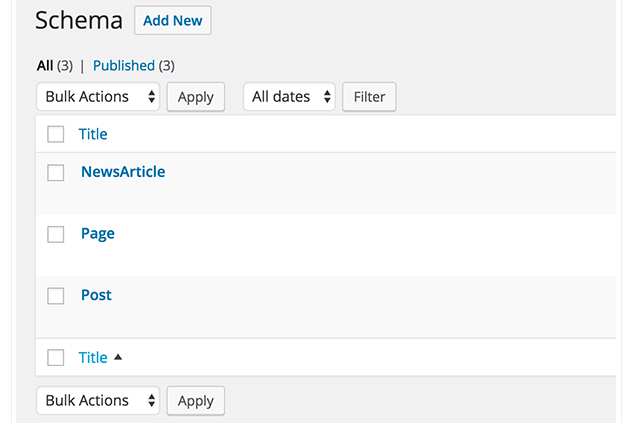 Schema Bulk Action Option