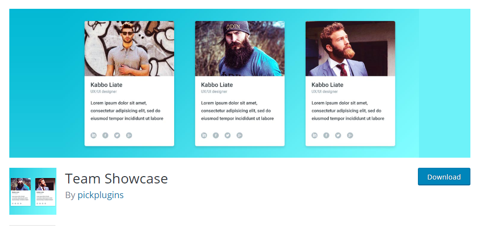 Team Showcase wordpress plugin